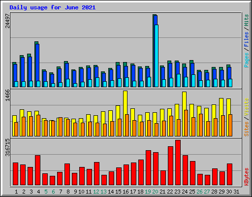 Daily usage for June 2021