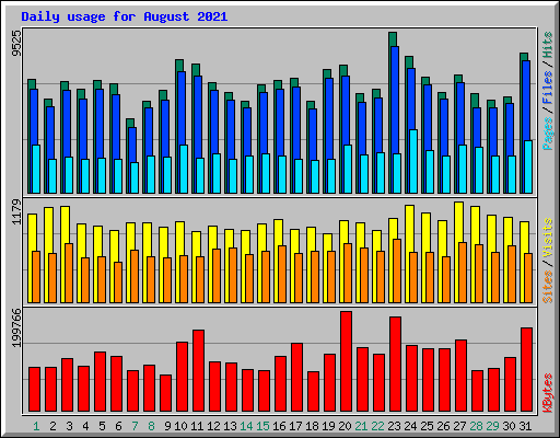 Daily usage for August 2021