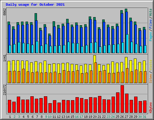 Daily usage for October 2021