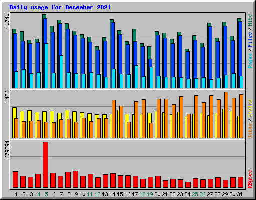 Daily usage for December 2021