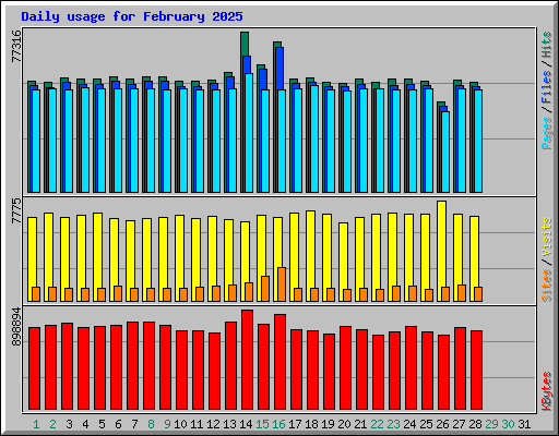 Daily usage for February 2025