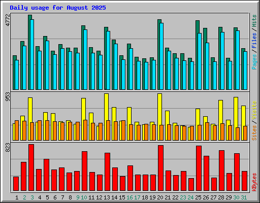 Daily usage for August 2025