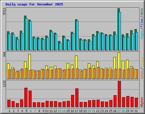 Daily usage for December 2025
